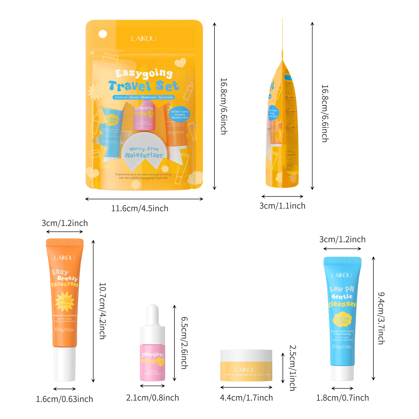 Hyaluronic Acid Facial Serum - 4PCS Laikou Ceramide Tuta da viaggio