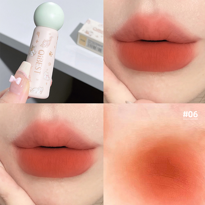 Matte Velvet Lip Tint Long Lasting - QIBEST Carino Velluto Opaco Fango per