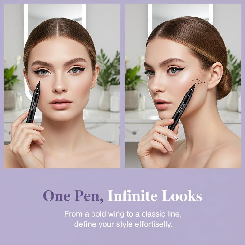 Waterproof Liquid Eyeliner Pen - 2 Pezzi Eyeliner Nero a Doppia